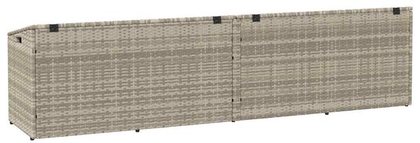 Világosszürke polyrattan kerti tárolóláda 220x50x58 cm