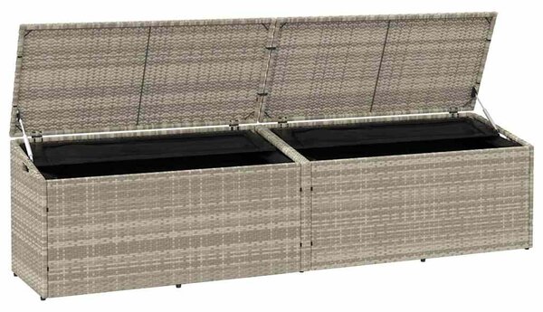 Világosszürke polyrattan kerti tárolóláda 220x50x58 cm