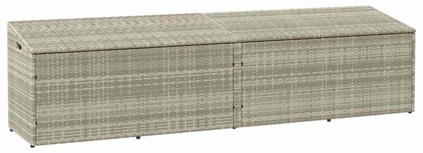 Világosszürke polyrattan kerti tárolóláda 220x50x58 cm
