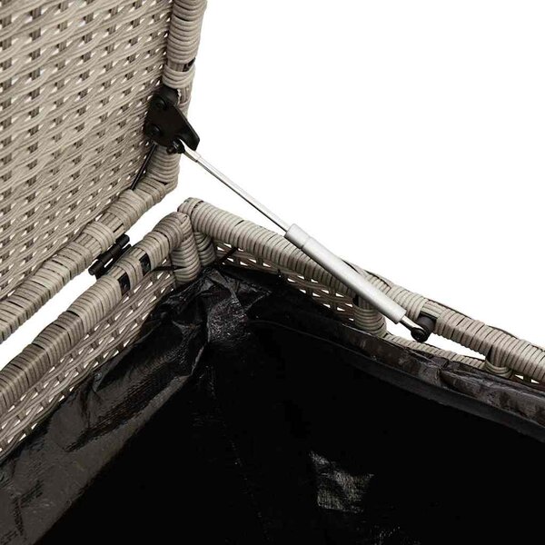 Világosszürke polyrattan kerti tárolóláda 220x50x58 cm