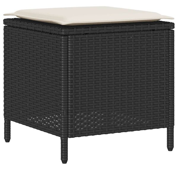 4 részes fekete polyrattan kerti ülőgarnitúra párnákkal