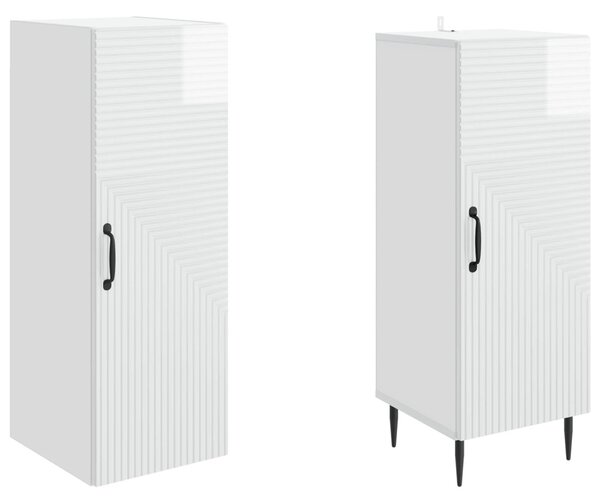 Szekrény szett 2 pcs Magasfényű Fehér 33 x 34,5 x 89,5 cm
