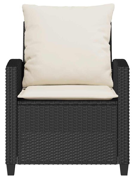4 részes fekete polyrattan kerti ülőgarnitúra párnákkal