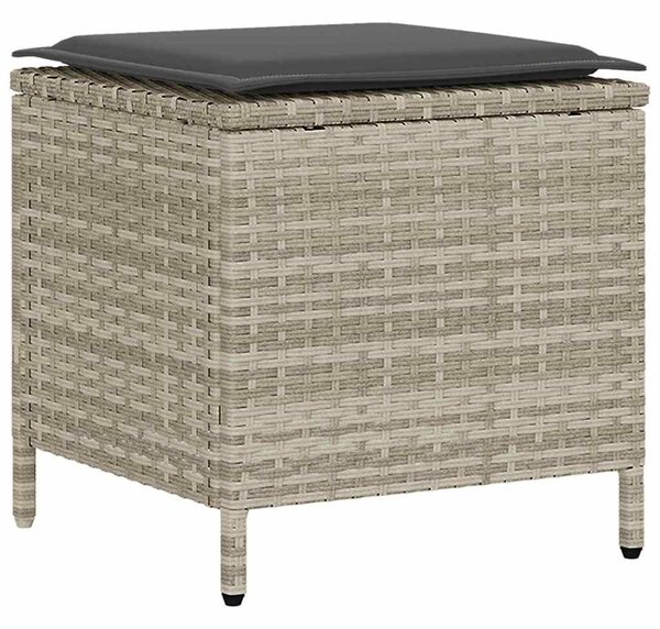 4 részes világosszürke polyrattan kerti ülőgarnitúra párnákkal