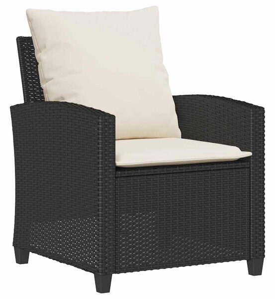 4 részes fekete polyrattan kerti ülőgarnitúra párnákkal
