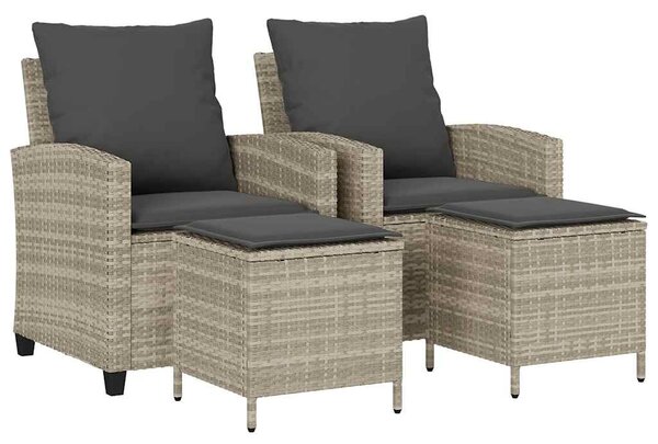 4 részes világosszürke polyrattan kerti ülőgarnitúra párnákkal