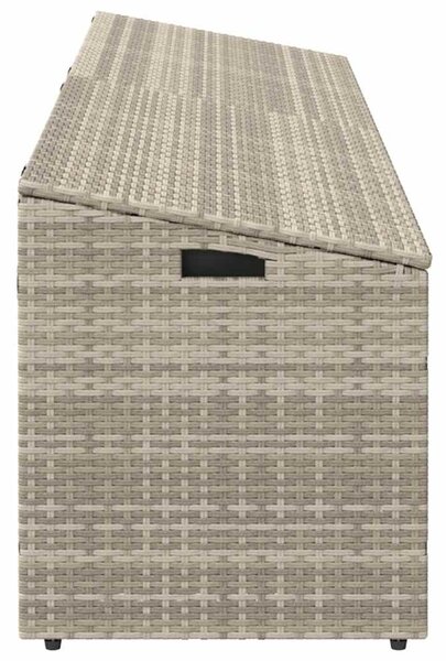 Világosszürke polyrattan kerti tárolóláda 220x50x58 cm