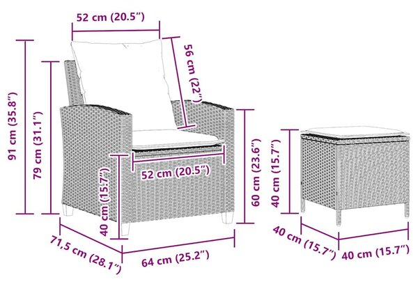 4 részes világosszürke polyrattan kerti ülőgarnitúra párnákkal