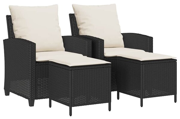 4 részes fekete polyrattan kerti ülőgarnitúra párnákkal