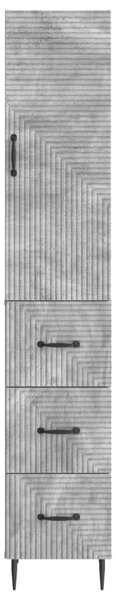 Szekrény szett 2 pcs Betonszürke 33 x 34,5 x 90 cm Szerelt Fa