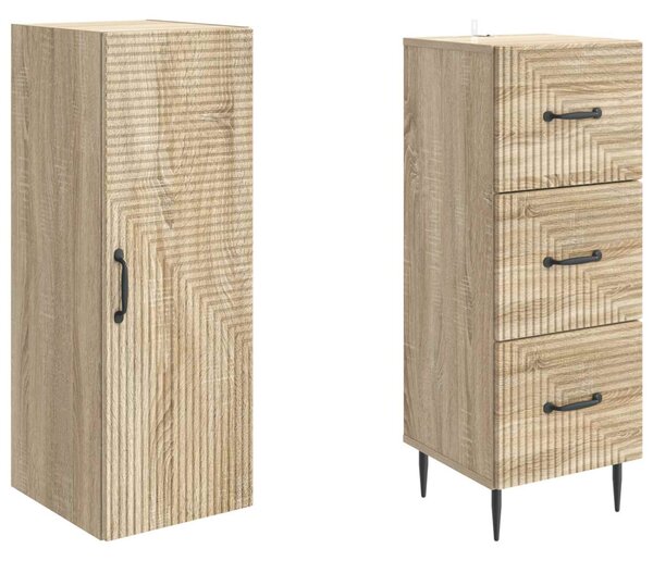 Szekrény szett 2 pcs Sonoma Tölgy 33 x 34,5 x 90 cm Szerelt Fa