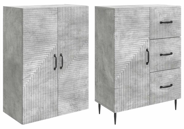 Szekrény szett 2 pcs Betonszürke 66 x 34,5 x 89,5 cm Szerelt Fa