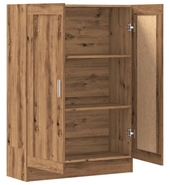 Kézműves tölgy színű szerelt fa könyvszekrény 82,5x30,5x115 cm