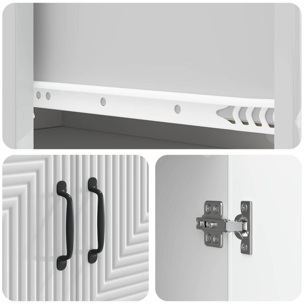 Szekrény szett 2 pcs Magasfényű Fehér 66 x 34,5 x 89,5 cm