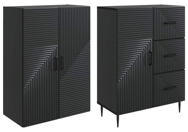 Szekrény szett 2 pcs Fekete 66 x 34,5 x 89,5 cm Szerelt Fa