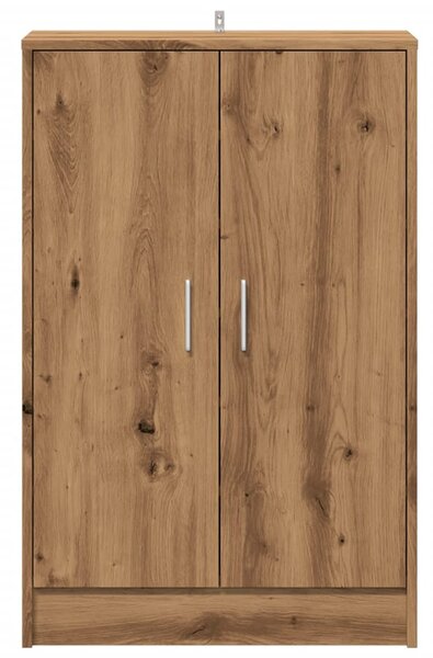 Kézműves tölgy színű szerelt fa cipősszekrény 60 x 35 x 92 cm