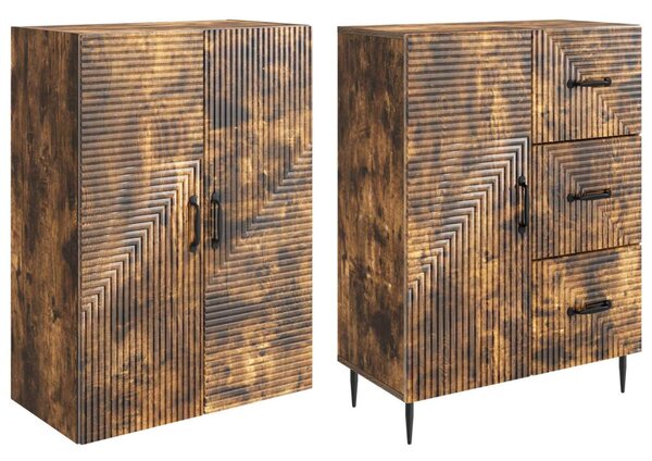 Szekrény szett 2 pcs Füstös Tölgy 66 x 34,5 x 89,5 cm