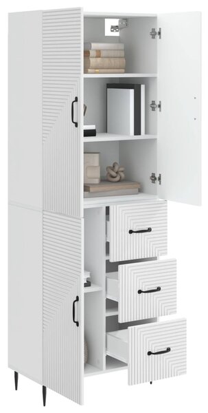 Szekrény szett 2 pcs Magasfényű Fehér 66 x 34,5 x 89,5 cm