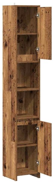 Antik fa színű szerelt fa fürdőszobaszekrény 30 x 30 x 183,5 cm