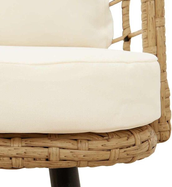 2 db természetes polyrattan kerti szék párnákkal