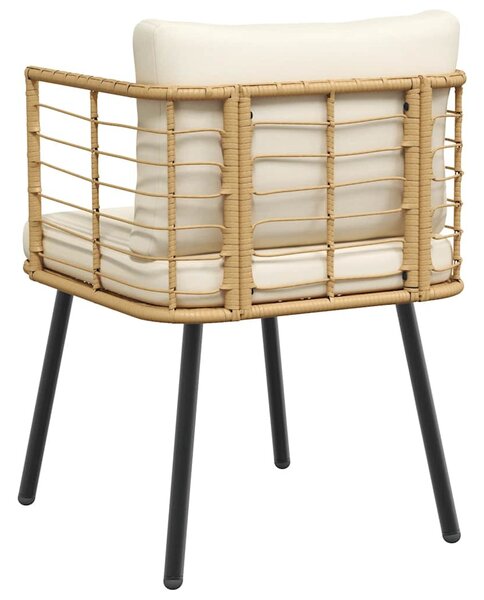 2 db természetes polyrattan kerti szék párnákkal
