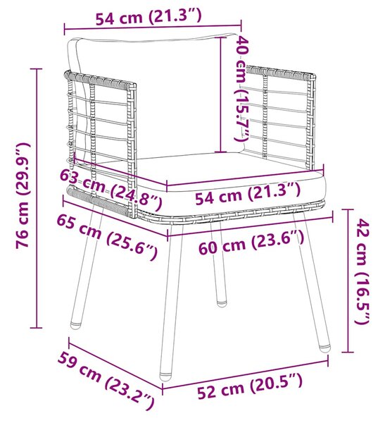 2 db természetes polyrattan kerti szék párnákkal