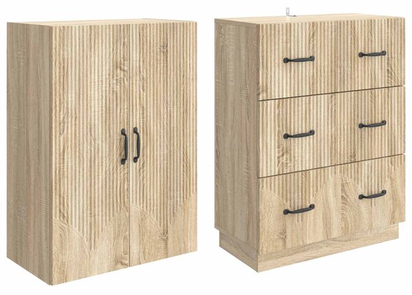 Szekrény szett 2 pcs Sonoma Tölgy 66 x 34,5 x 87 cm Szerelt Fa