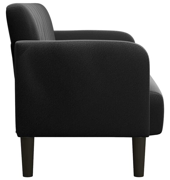 Fekete bársony loveseat kanapé 109 cm