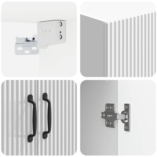 Szekrény szett 2 pcs Magasfényű Fehér 66 x 34,5 x 87 cm