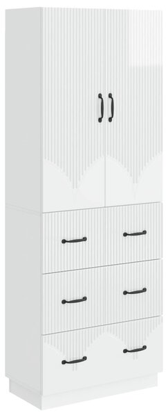 Szekrény szett 2 pcs Magasfényű Fehér 66 x 34,5 x 87 cm