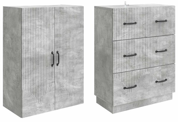 Szekrény szett 2 pcs Betonszürke 66 x 34,5 x 87 cm Szerelt Fa