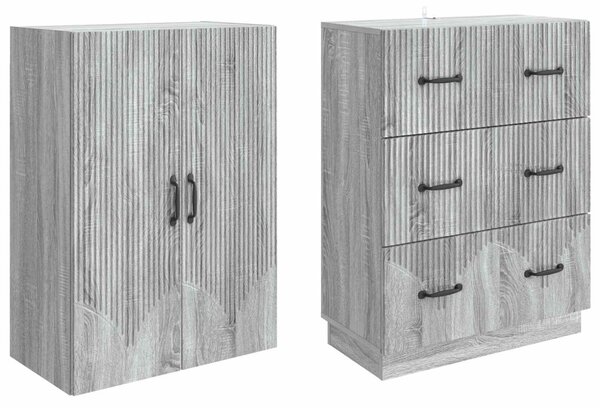 Szekrény szett 2 pcs Szürke Sonoma 66 x 34,5 x 87 cm Szerelt Fa
