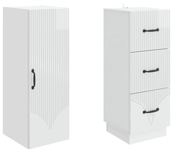 Szekrény szett 2 pcs Magasfényű Fehér 33 x 34,5 x 87 cm