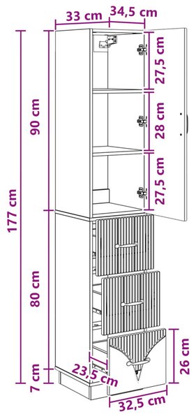 Szekrény szett 2 pcs Betonszürke 33 x 34,5 x 87 cm Szerelt Fa