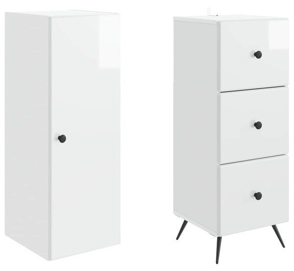 Szekrény szett 2 pcs Magasfényű Fehér 34,5 x 34,5 x 90 cm