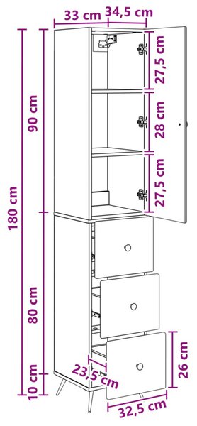 Szekrény szett 2 pcs Szürke Sonoma 34,5 x 34,5 x 90 cm