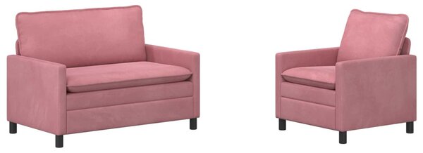 VidaXL Kanapé Szett 2 pcs Rózsaszín Bársony