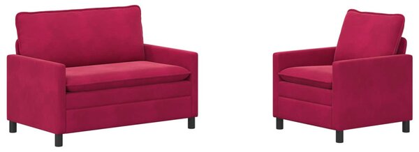 VidaXL Kanapé Szett 2 pcs Bordó Bársony