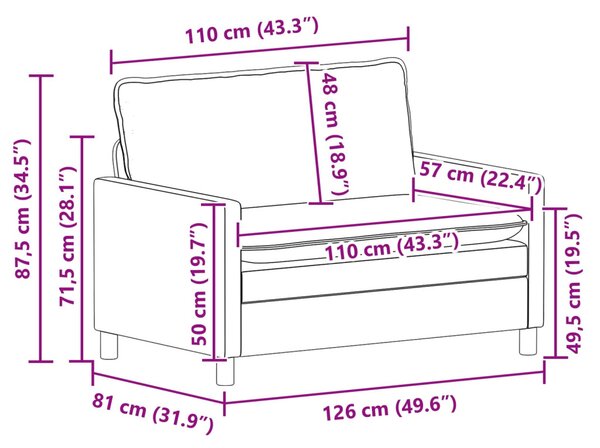 VidaXL Kanapé Szett 2 pcs Világosszürke Szövet