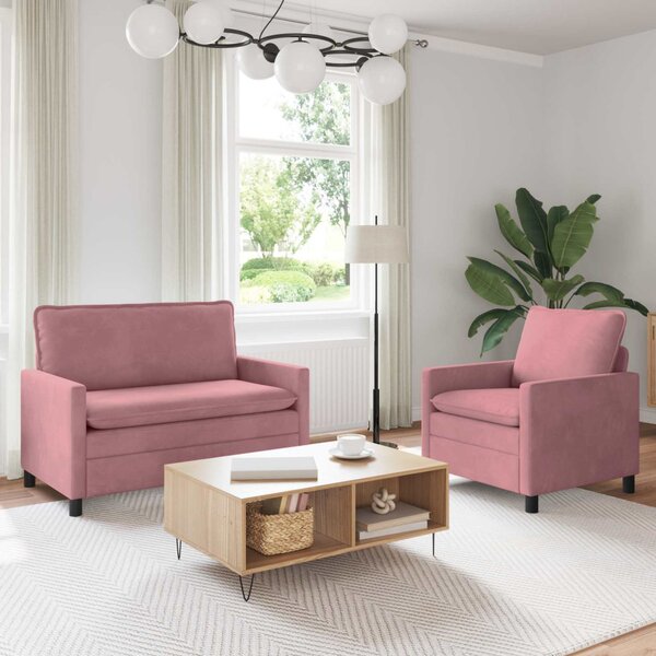 VidaXL Kanapé Szett 2 pcs Rózsaszín Bársony
