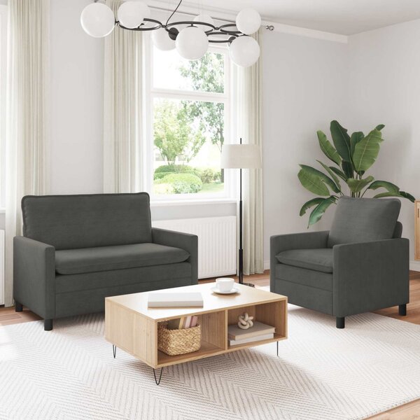 VidaXL Kanapé Szett 2 pcs Sötétszürke Szövet