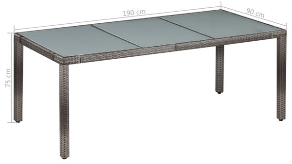 9-részes szürke kültéri polyrattan étkezőszett párnákkal