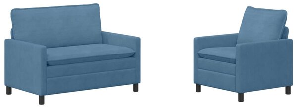 VidaXL Kanapé Szett 2 pcs Kék Szövet