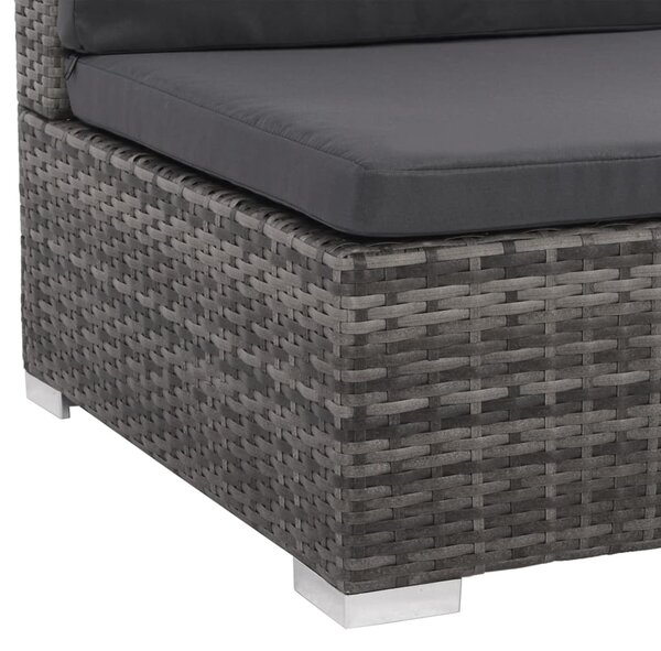 8-részes szürke polyrattan kerti bútorszett párnákkal