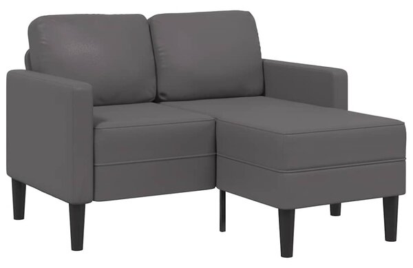Szürke műbőr 2 üléses kanapé L-alakú kanapéval 125 cm