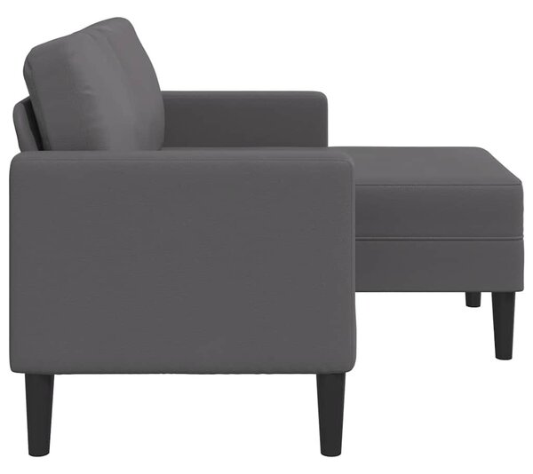 Szürke műbőr 2 üléses kanapé L-alakú kanapéval 125 cm