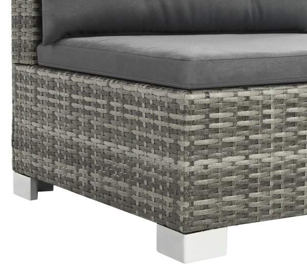 10-részes szürke polyrattan kerti bútorszett párnákkal