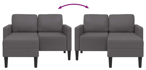 Szürke műbőr 2 üléses kanapé L-alakú kanapéval 125 cm