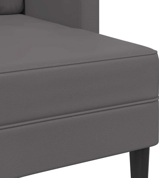 Szürke műbőr 2 üléses kanapé L-alakú kanapéval 125 cm
