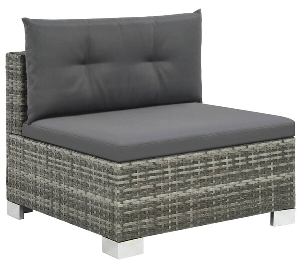 10-részes szürke polyrattan kerti bútorszett párnákkal